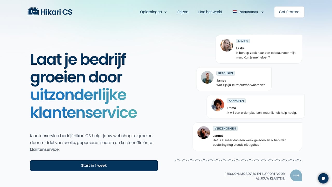 Screenshot of Hikari CS website