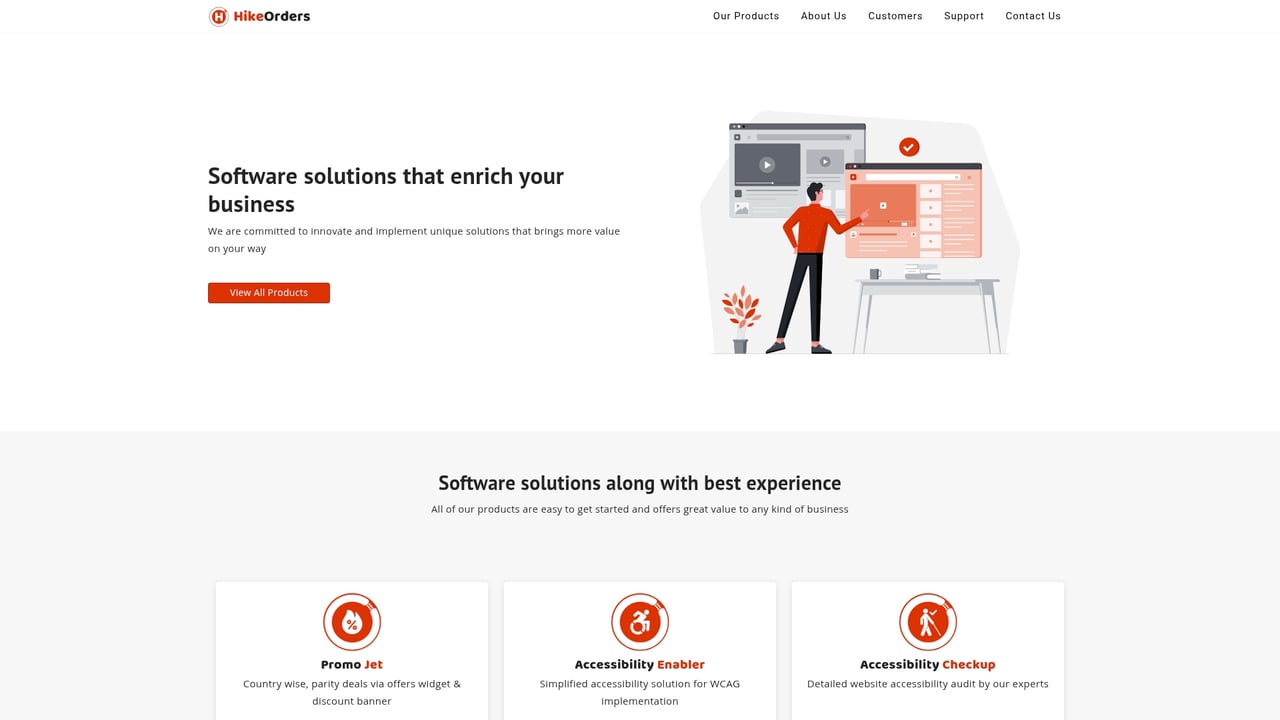 Screenshot of HikeOrders website
