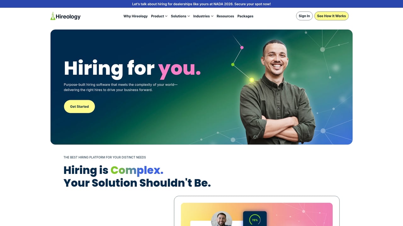 Screenshot of Hireology website