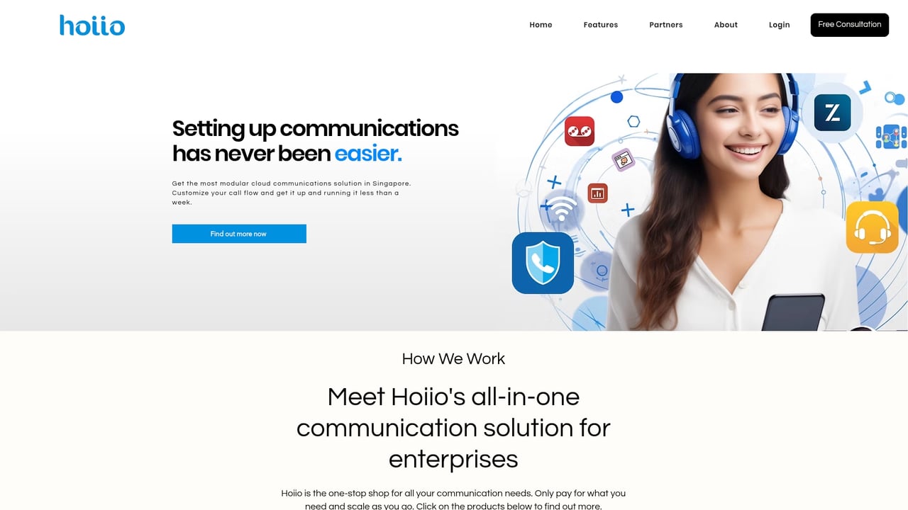 Screenshot of Hoiio website