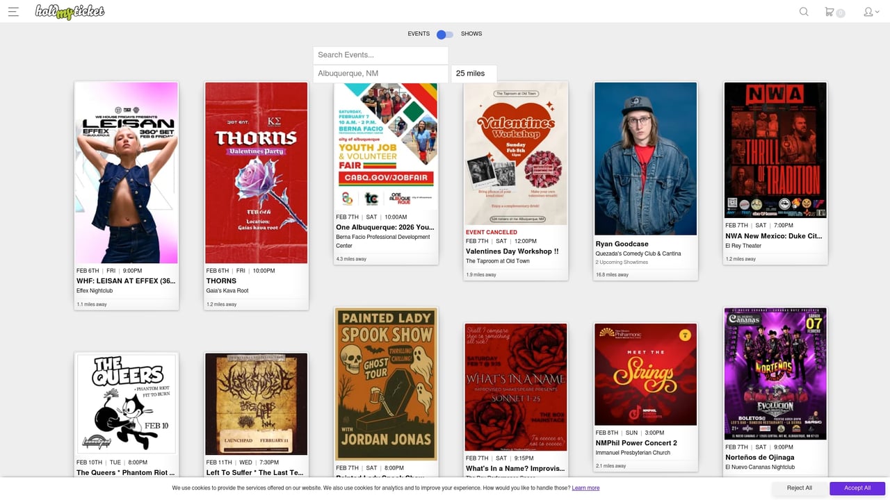 Screenshot of HoldMyTicket website