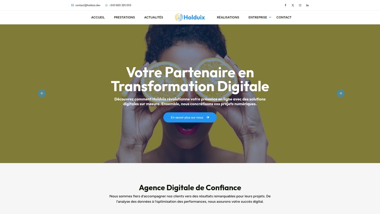 Screenshot of Holduix CMS website