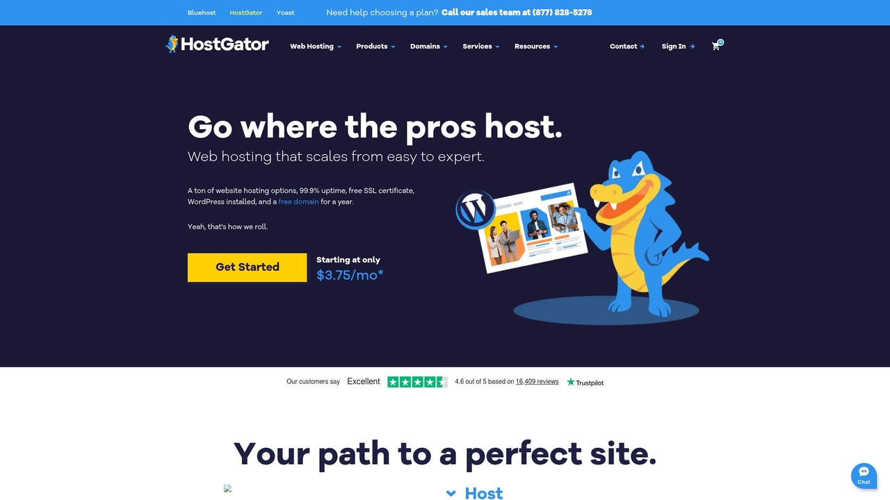 Screenshot of Hostgator website