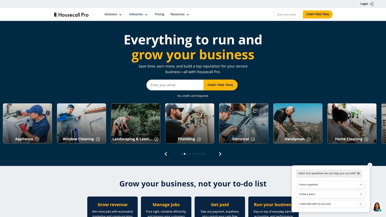 Screenshot of Housecall Pro website