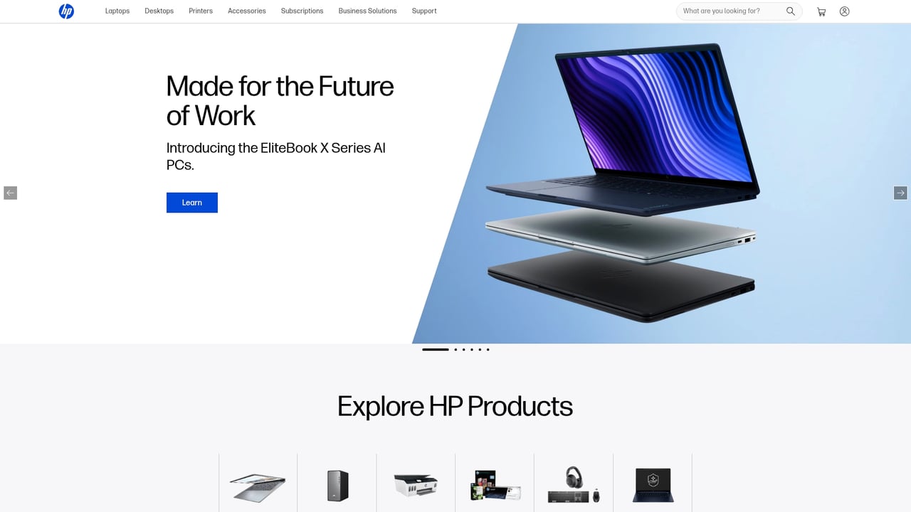 Screenshot of HP Compact Server website