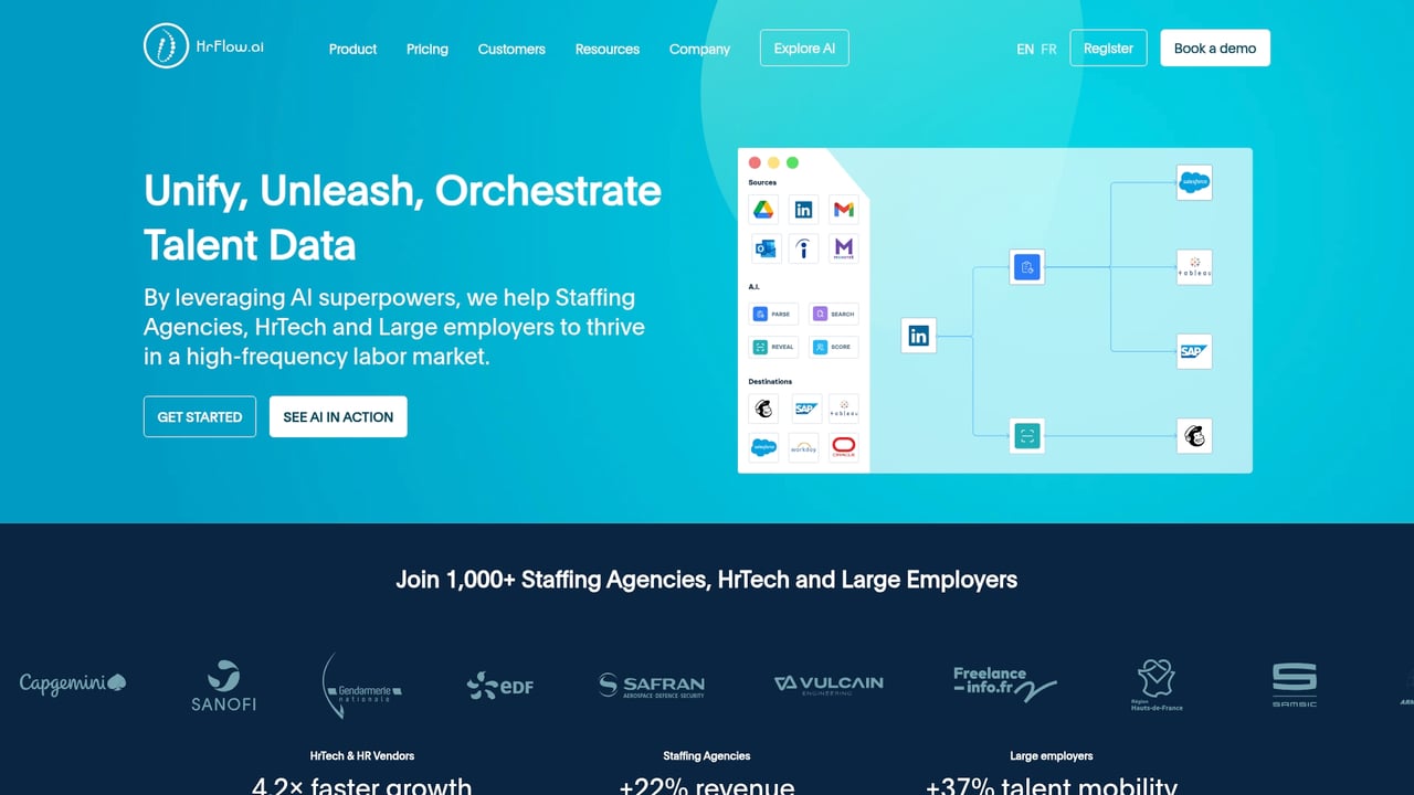 Screenshot of HrFlow.ai website