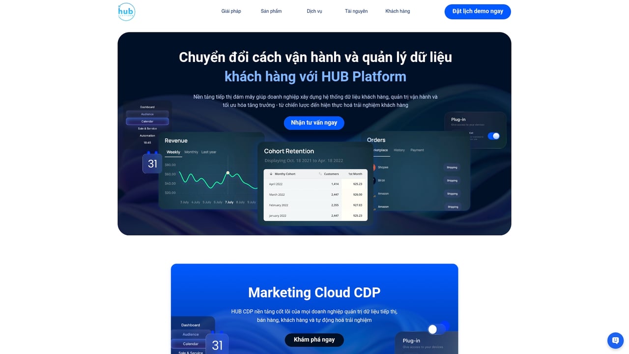 Screenshot of Hub Platform website