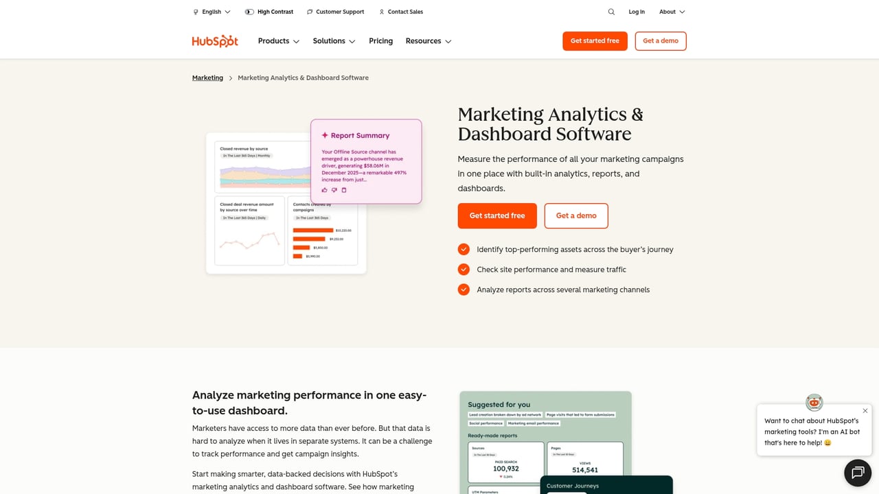 Screenshot of HubSpot Analytics website