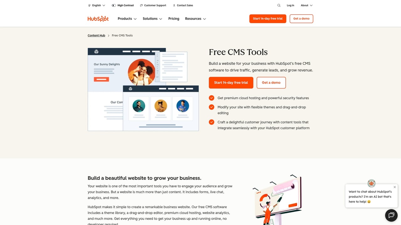 Screenshot of HubSpot CMS Hub website