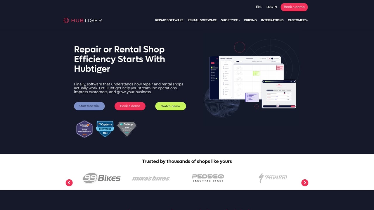 Screenshot of Hubtiger website
