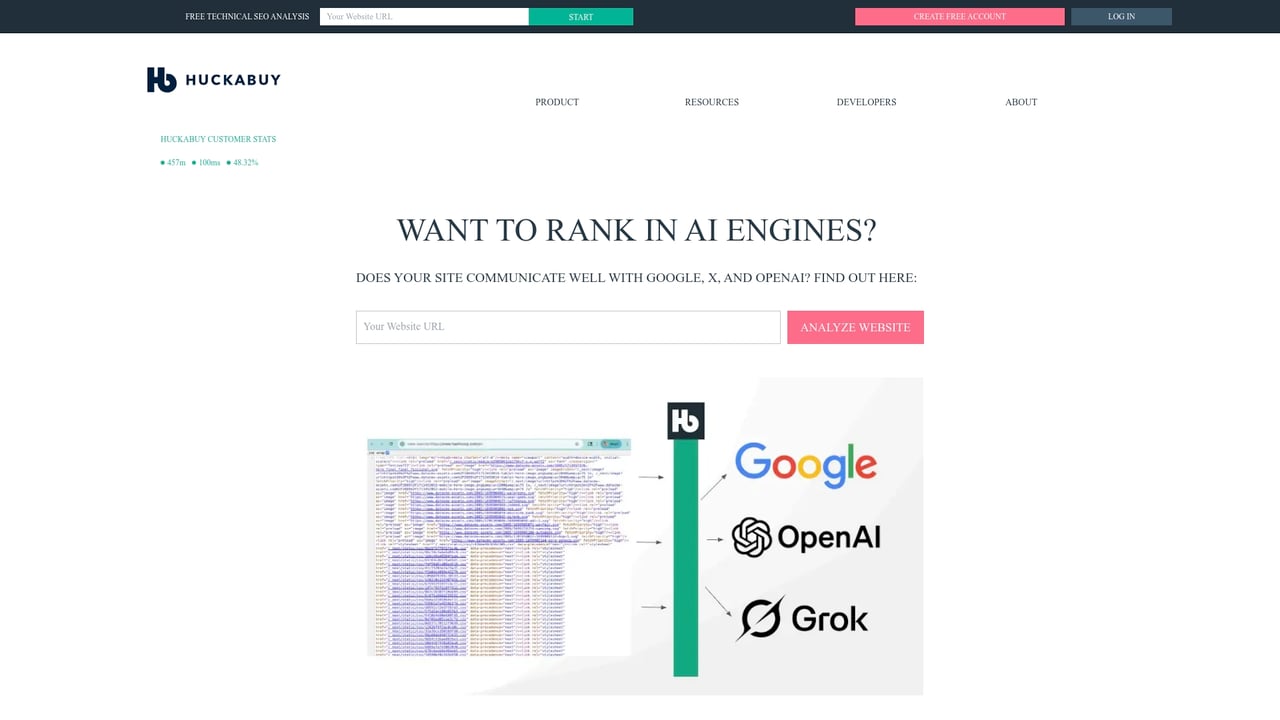 Screenshot of Huckabuy website