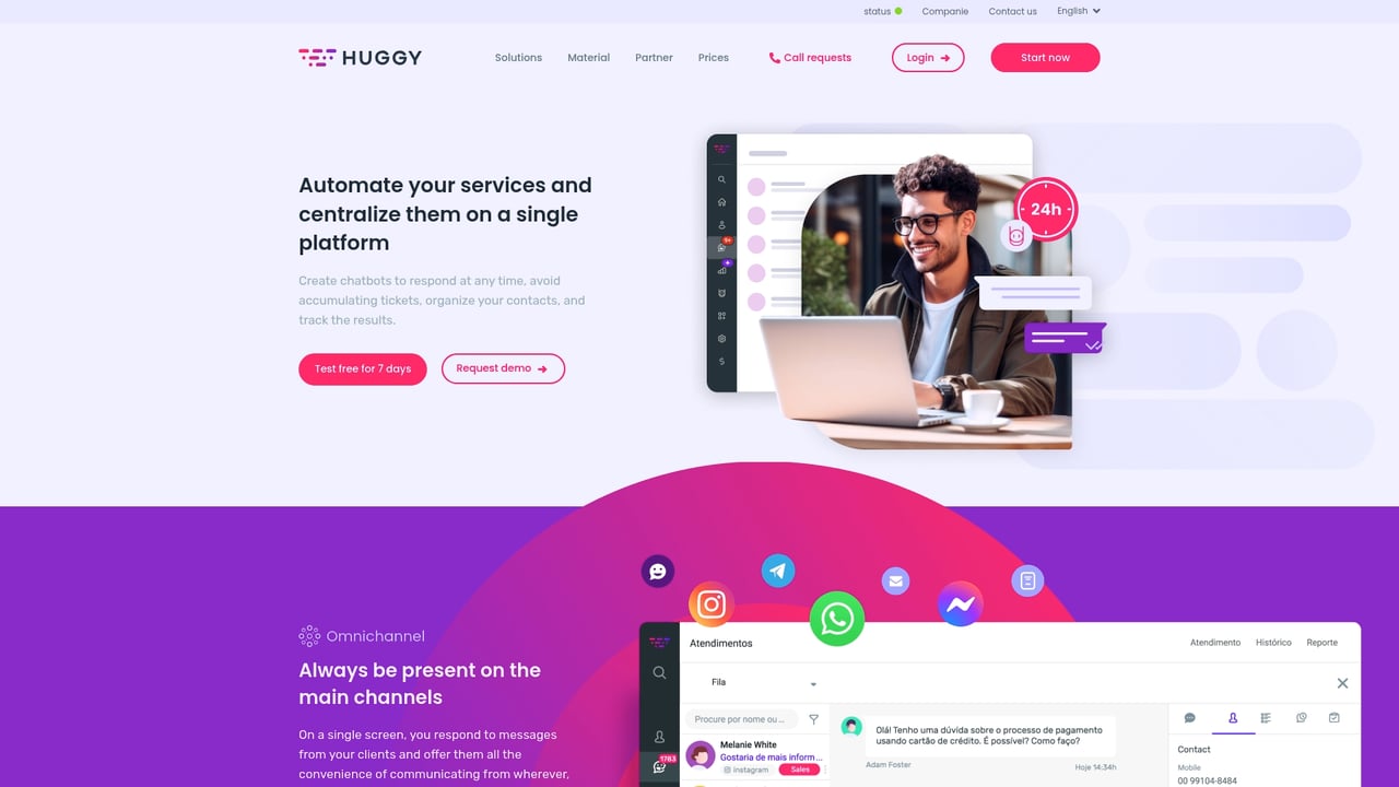 Screenshot of Huggy website