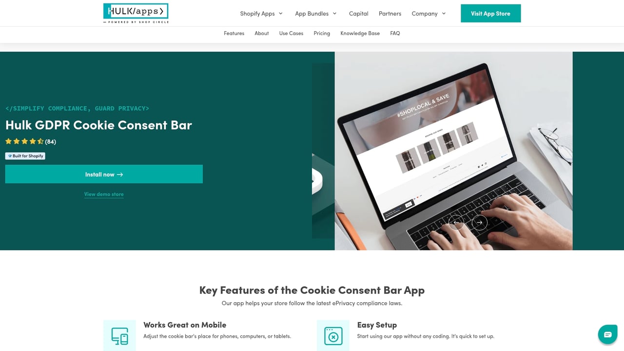 Screenshot of HulkApps GDPR/CCPA Compliance Manager website