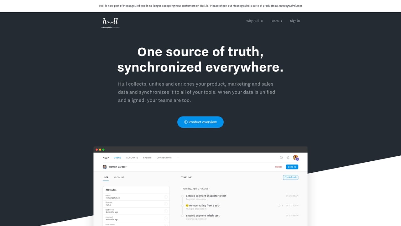 Screenshot of Hull website