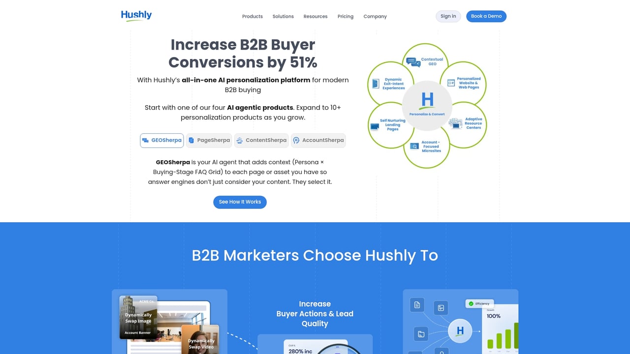Screenshot of Hushly website