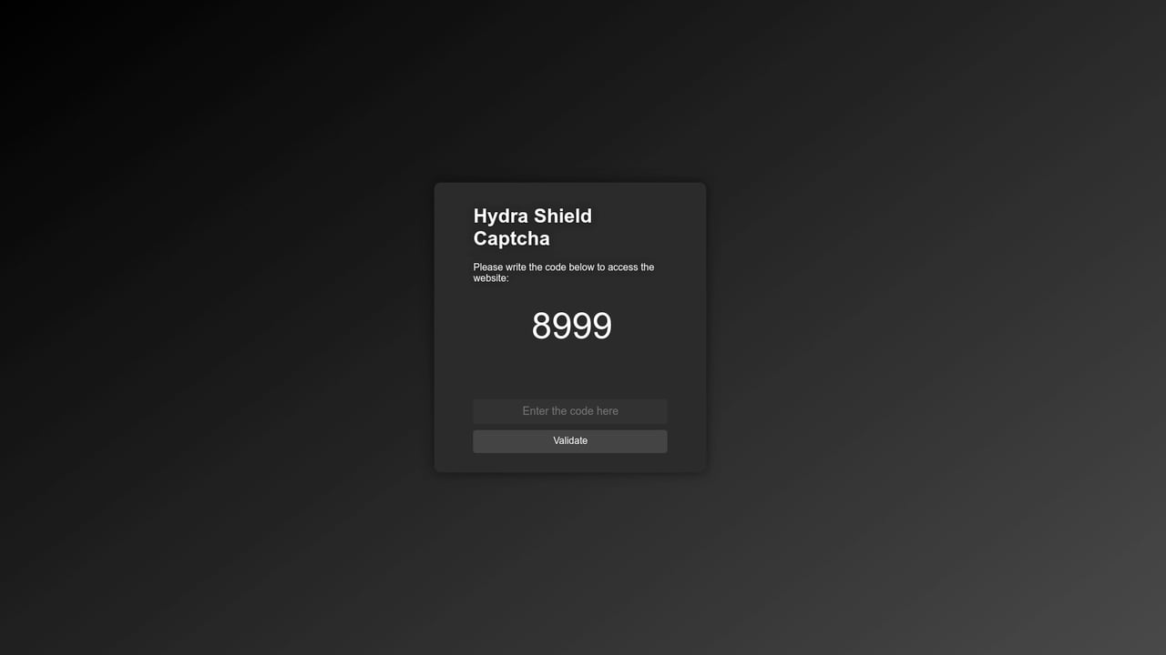 Screenshot of Hydra-Shield website