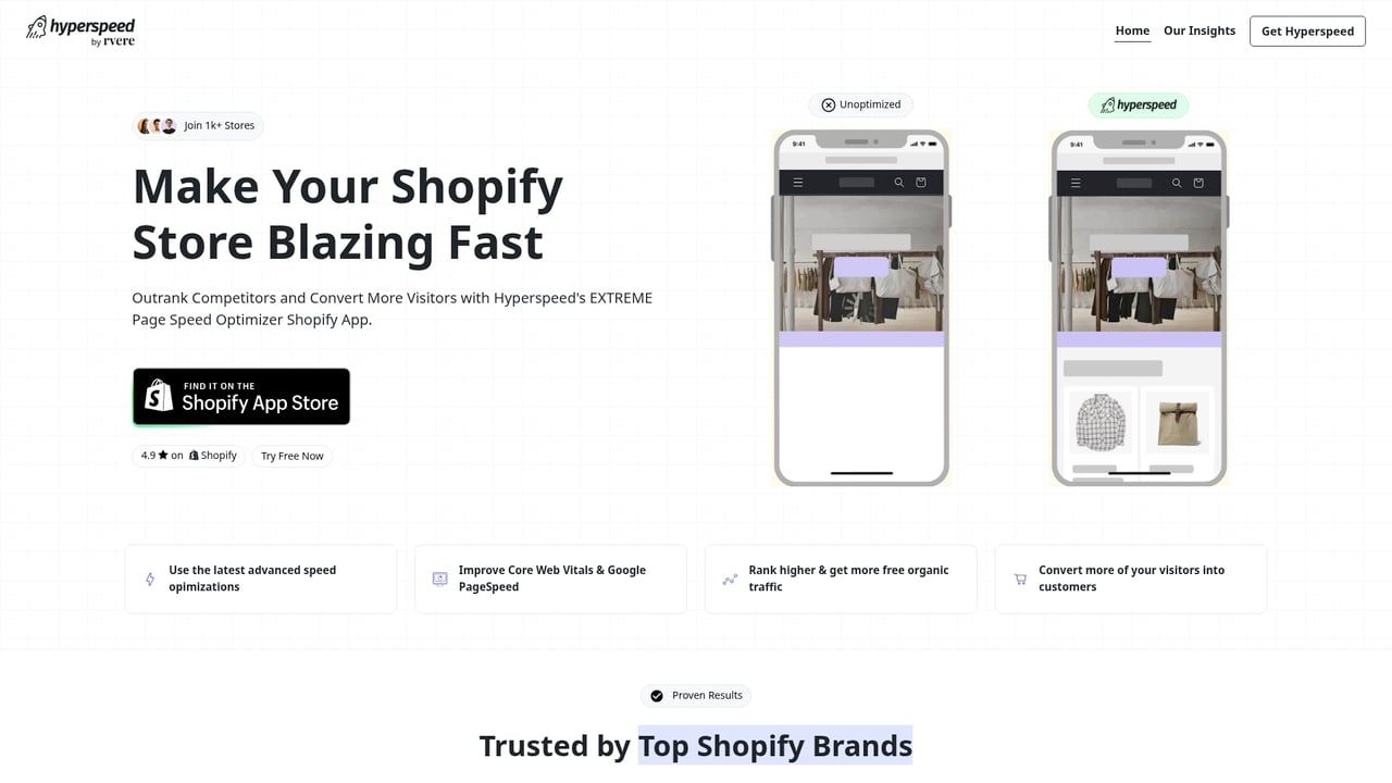 Screenshot of Hyperspeed website