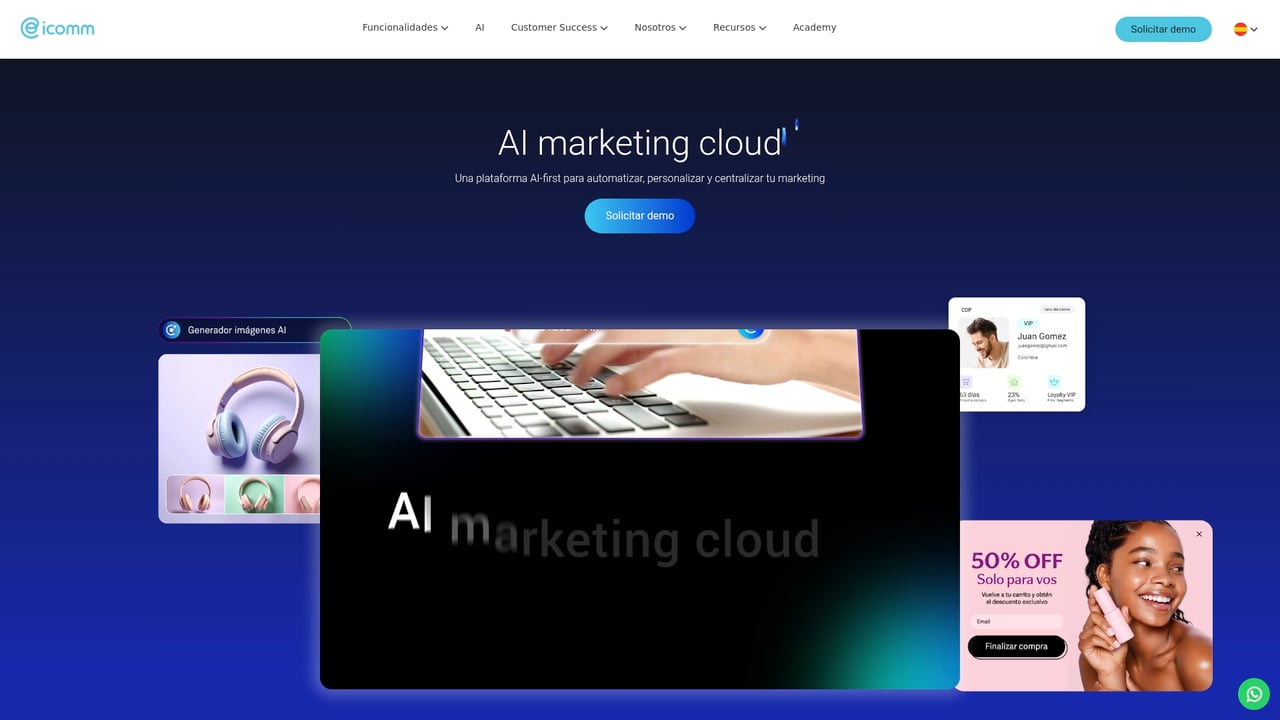 Screenshot of icomm - Notifications Hub website