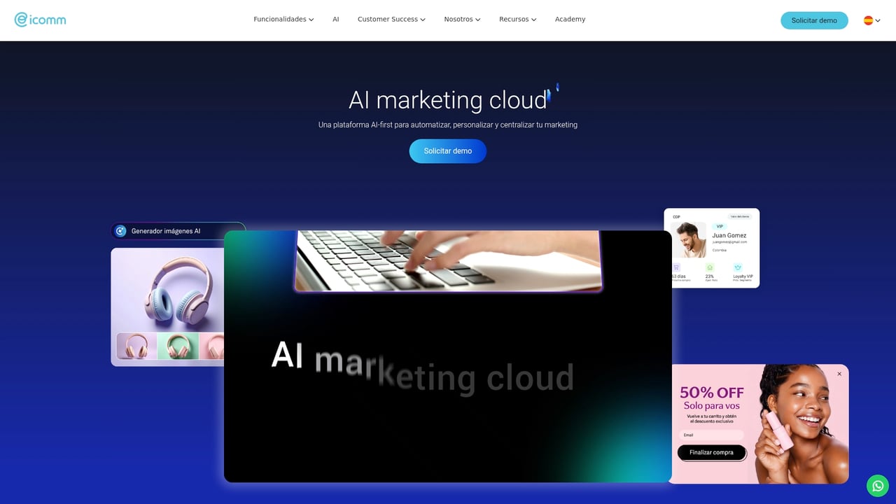 Screenshot of icomm website