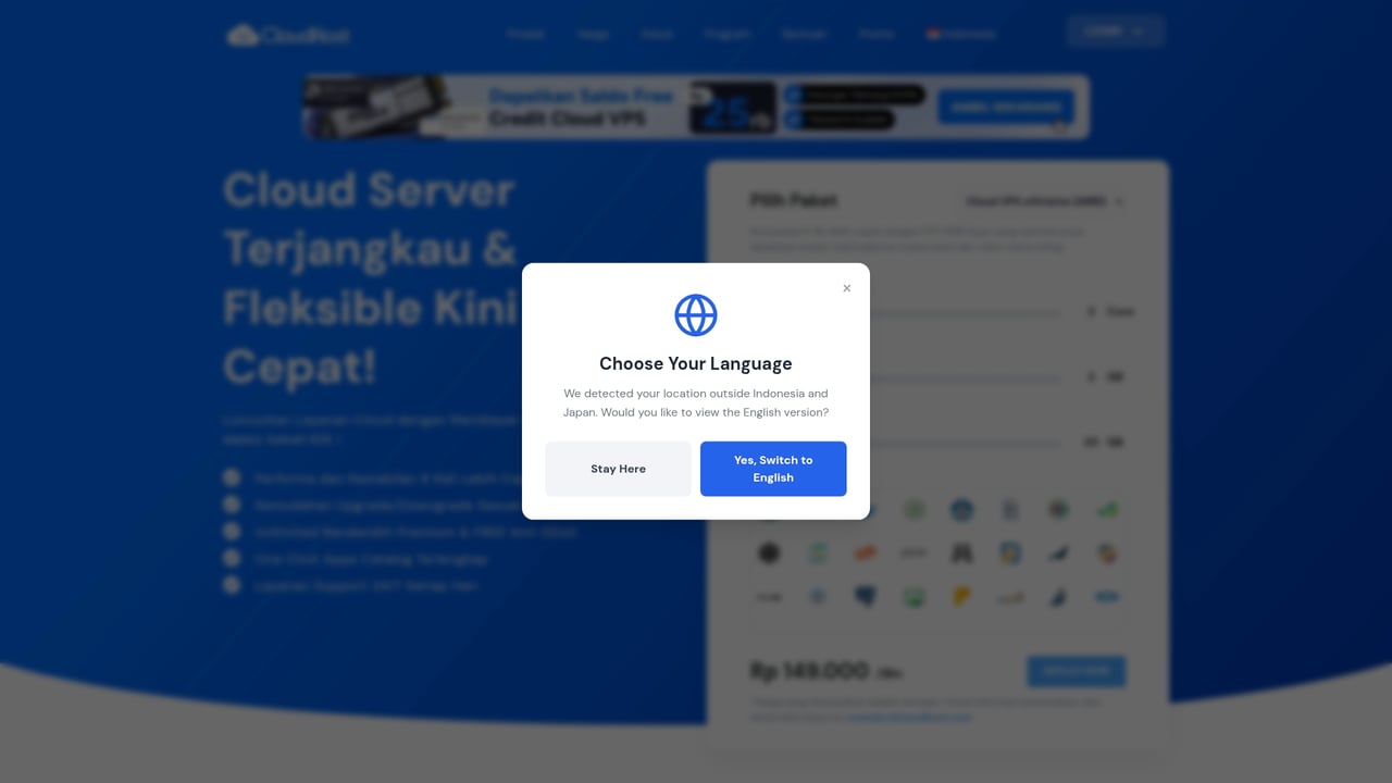 Screenshot of idCloudHost website