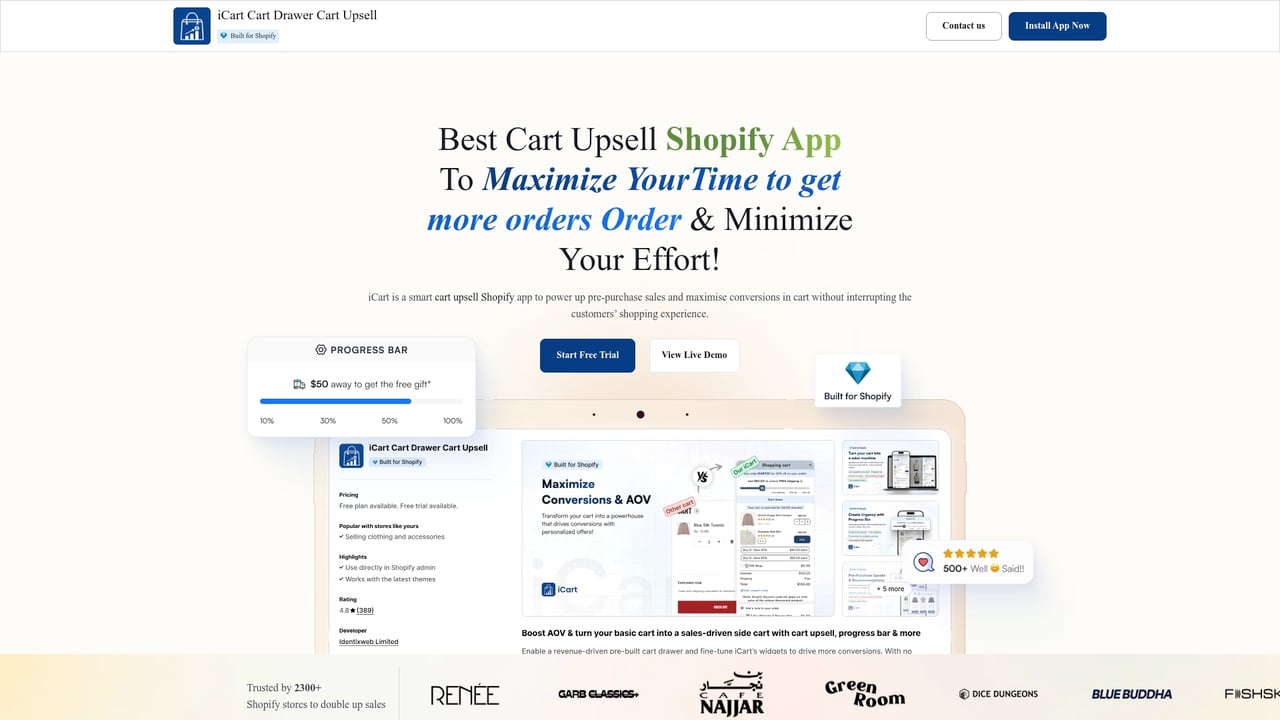 Screenshot of Identixweb iCart website