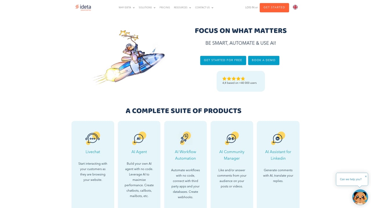 Screenshot of Ideta website