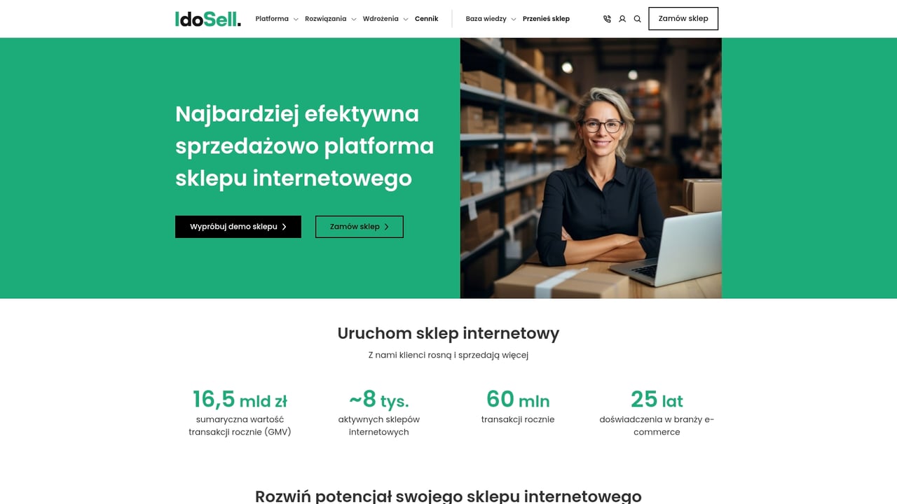 Screenshot of IdoSell Shop website