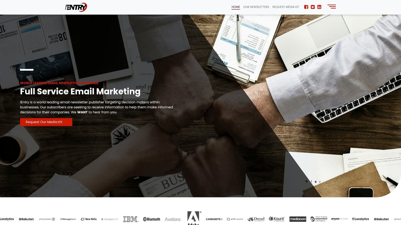 Screenshot of iEntry website