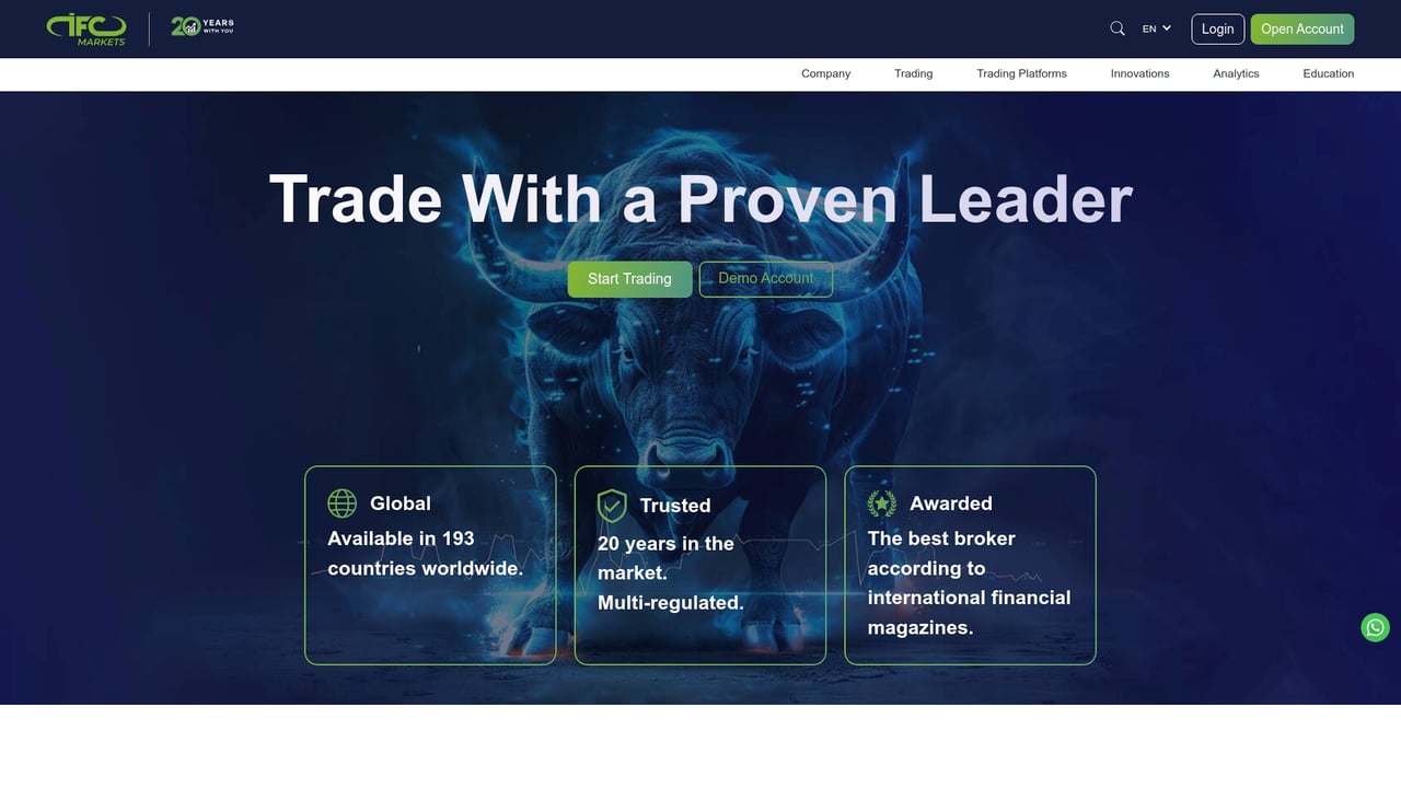 Screenshot of IFC Markets website