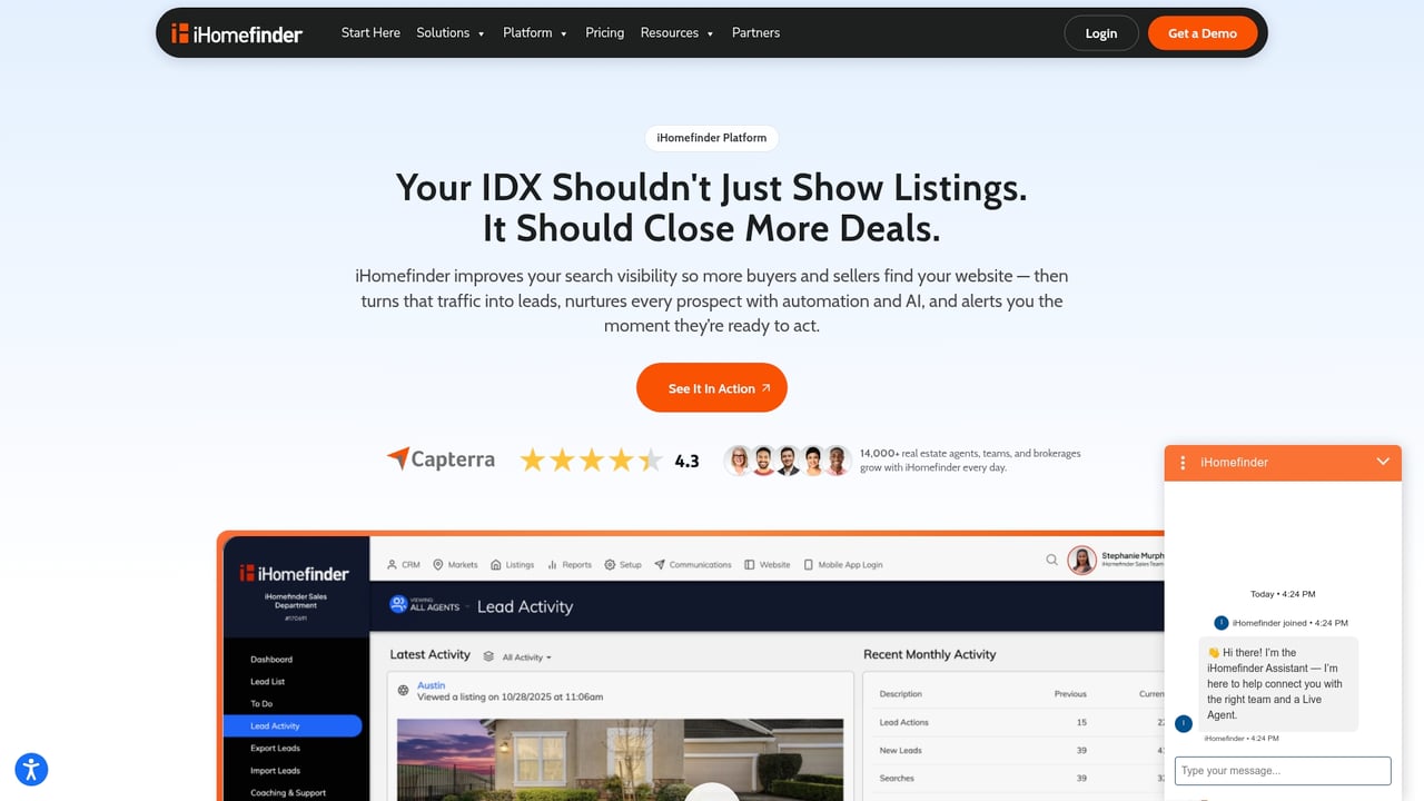 Screenshot of iHomefinder IDX website