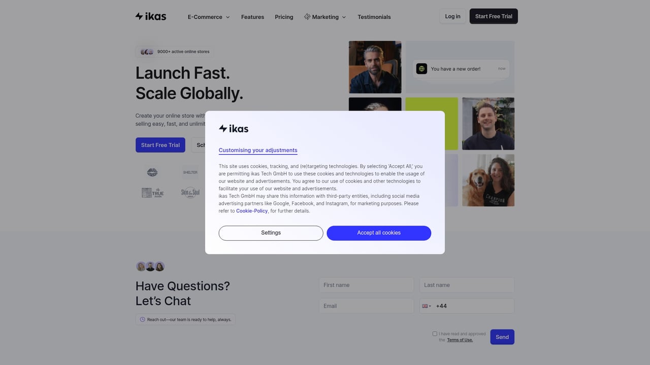 Screenshot of Ikas website