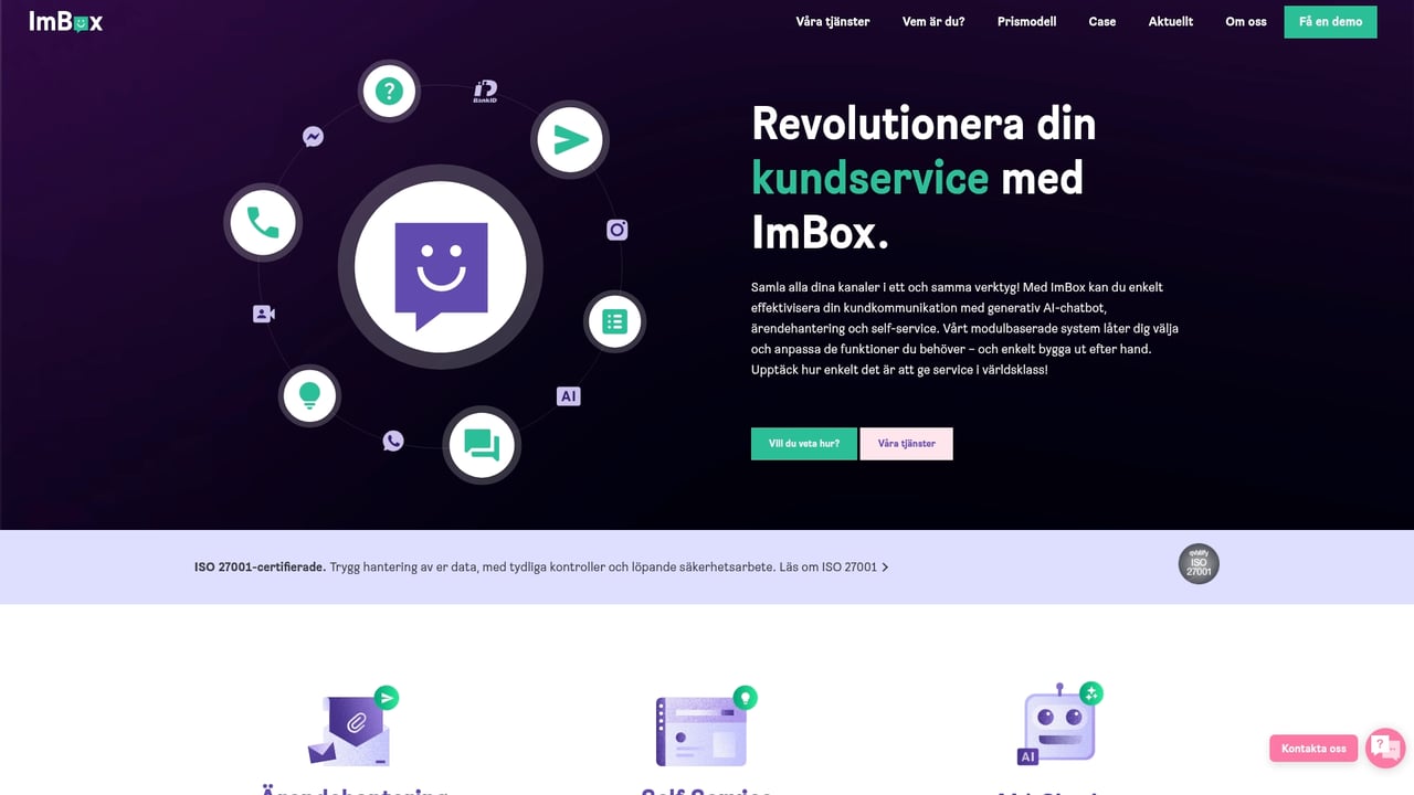 Screenshot of ImBox website