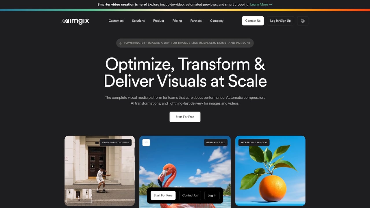 Screenshot of Imgix website