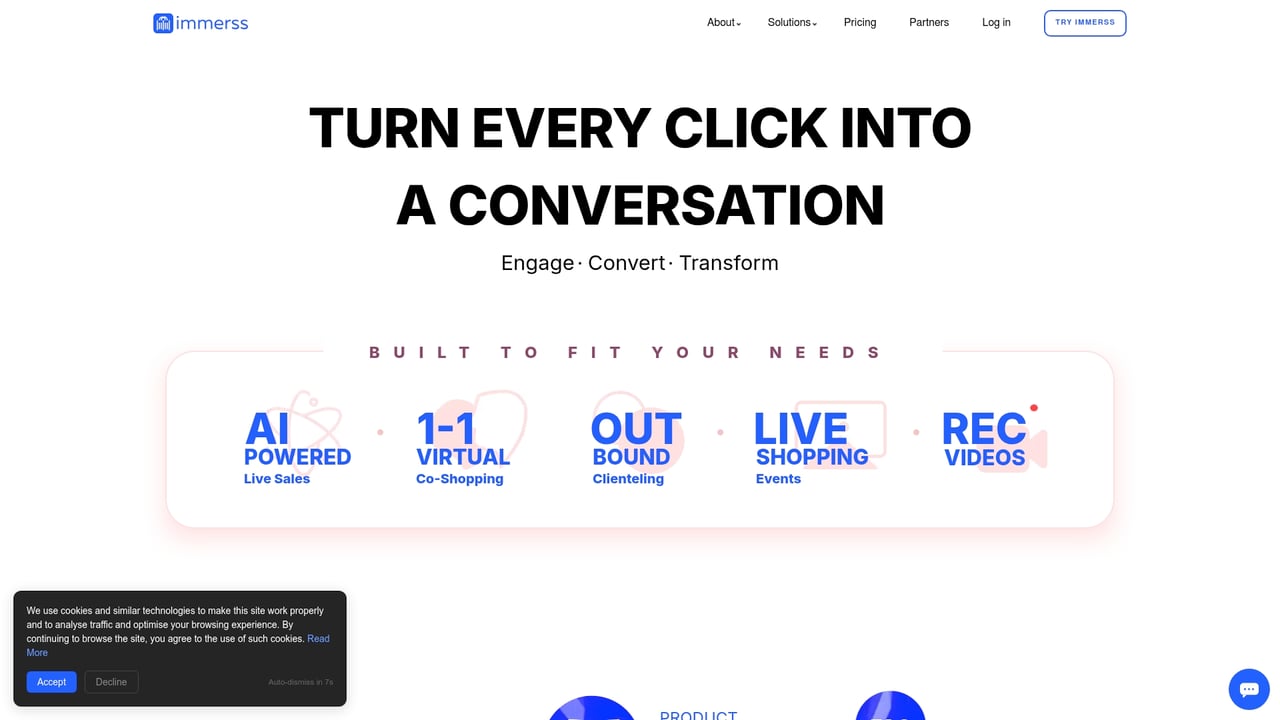 Screenshot of Immerss website