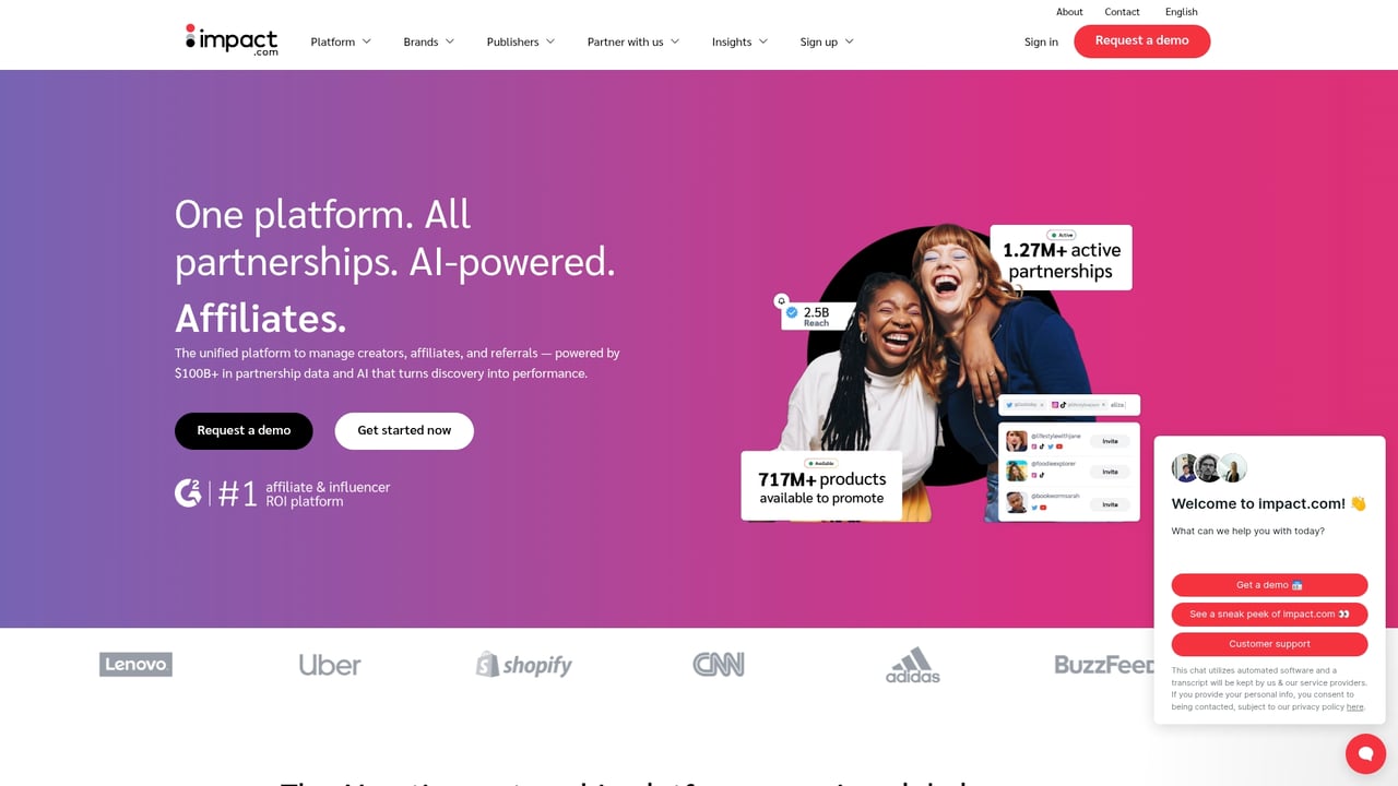 Screenshot of Impact website