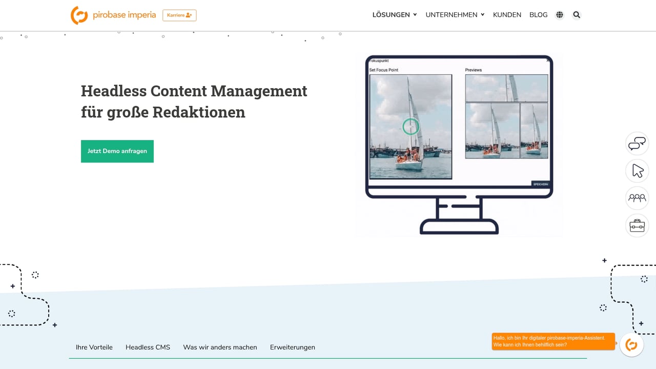 Screenshot of imperia CMS website