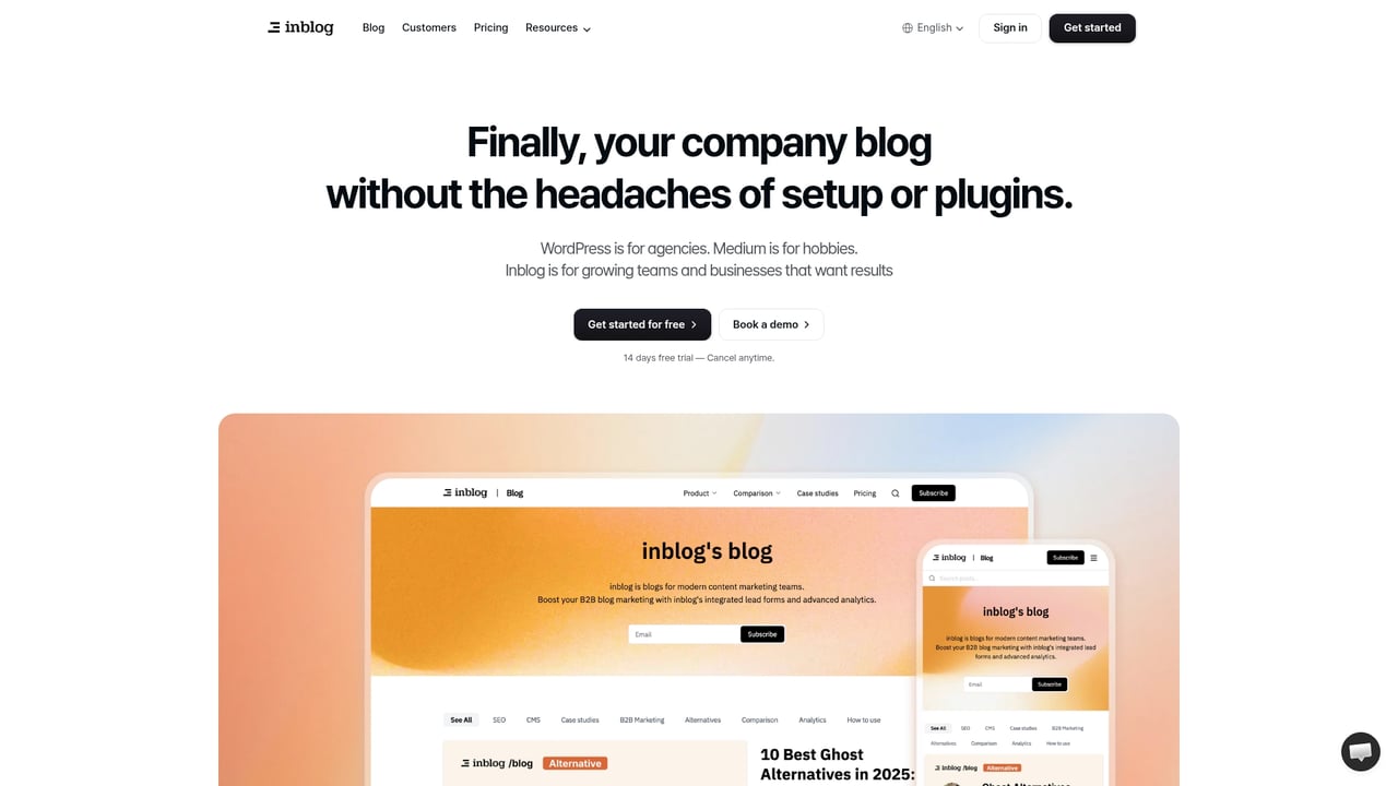 Screenshot of Inblog website