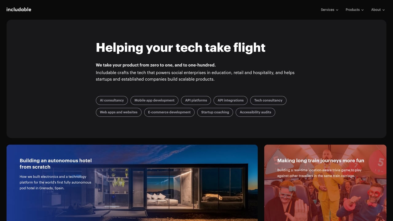 Screenshot of Includable website