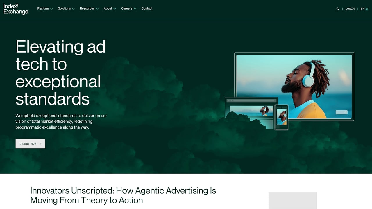 Screenshot of Index Exchange website