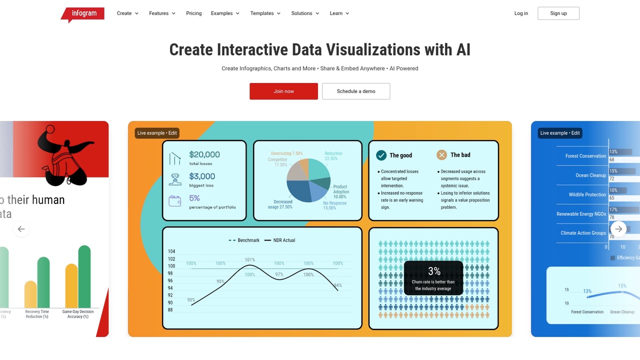 Screenshot of Infogram website