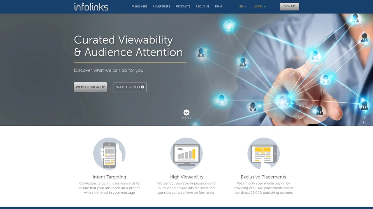 Screenshot of Infolinks website