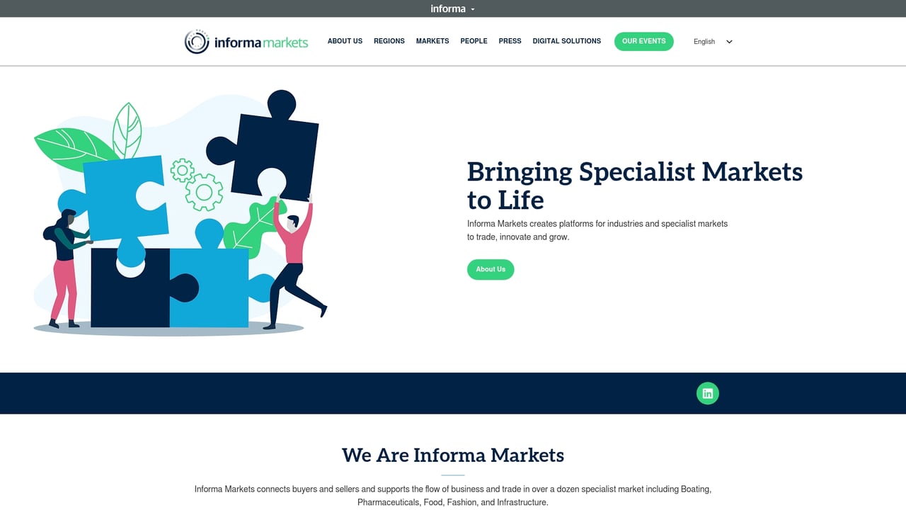 Screenshot of Informa Markets website