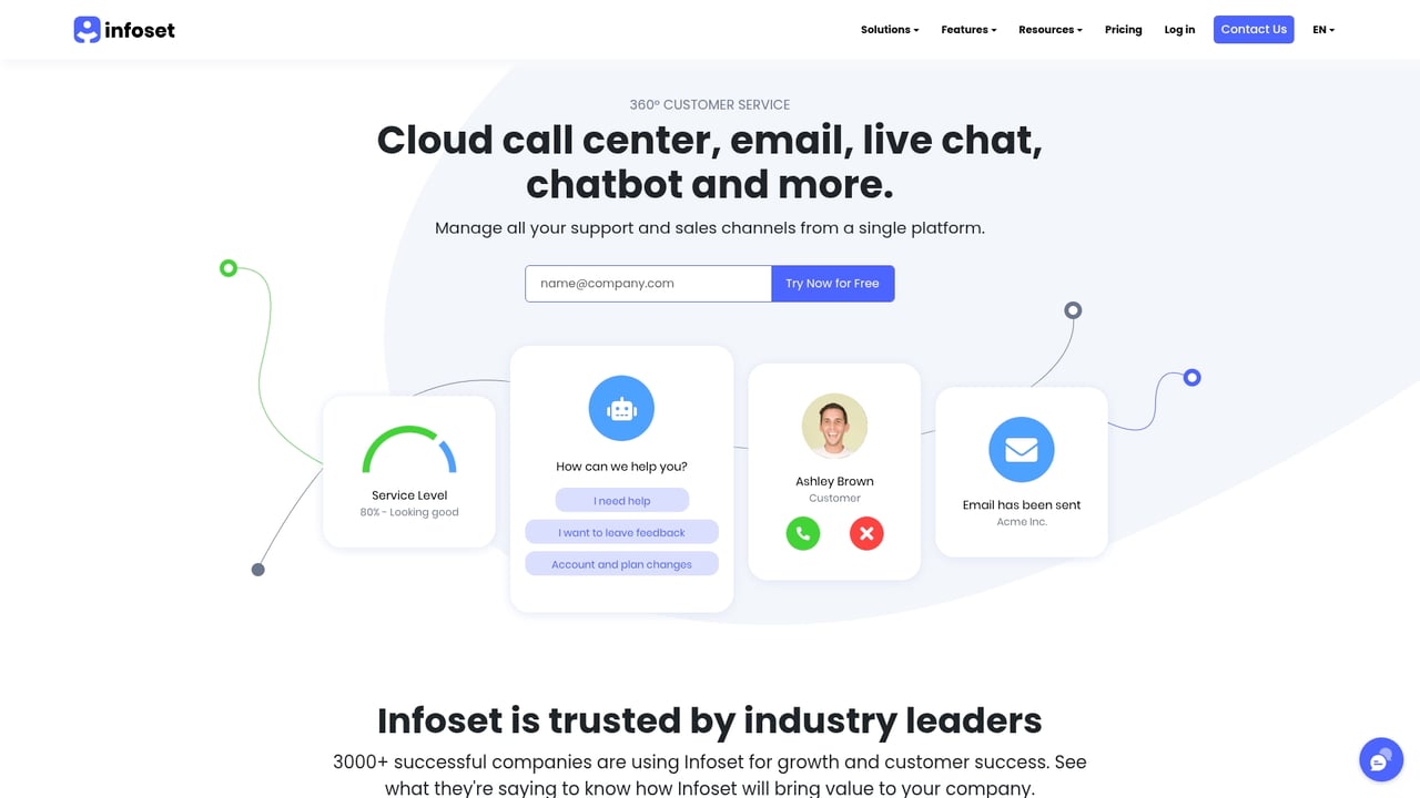 Screenshot of Infoset website