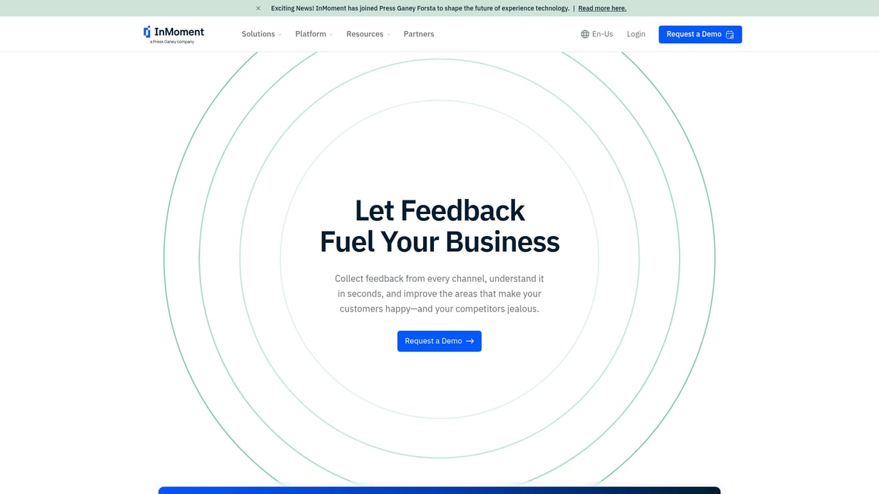 Screenshot of InMoment website