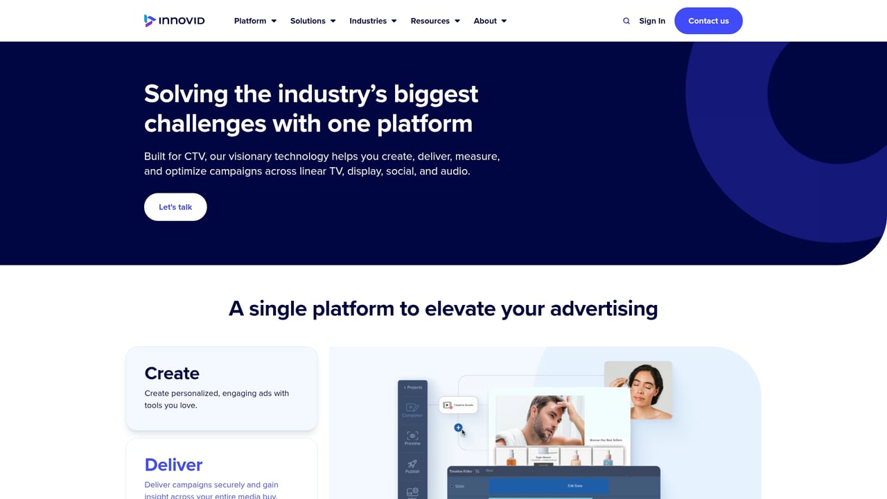 Screenshot of Innovid Advertising Measurement website