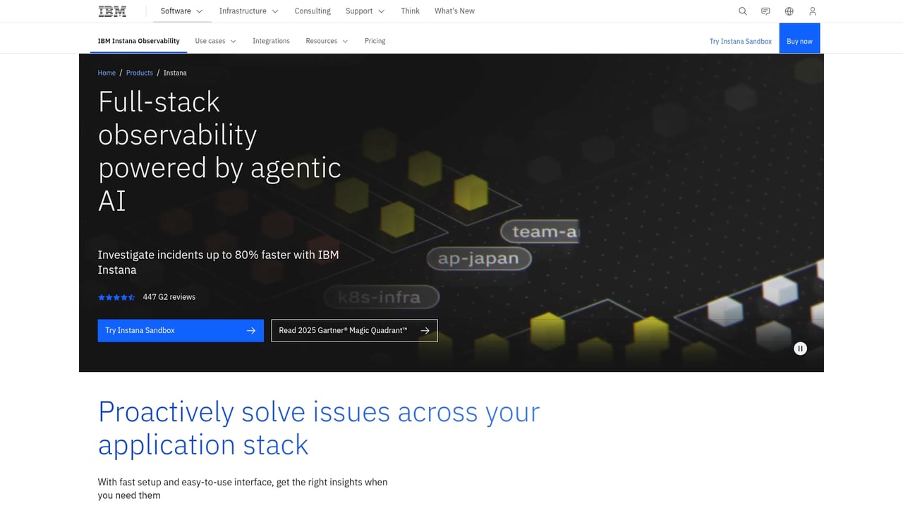 Screenshot of Instana website