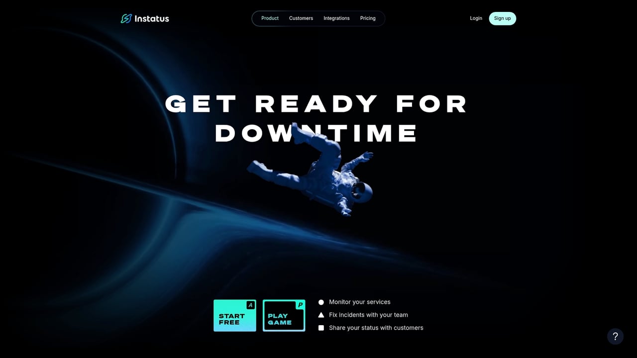 Screenshot of Instatus website