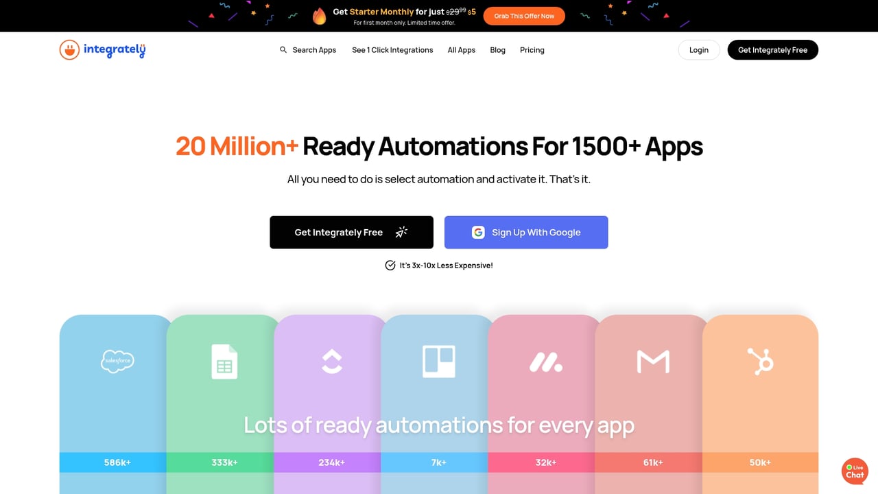 Screenshot of Integrately website