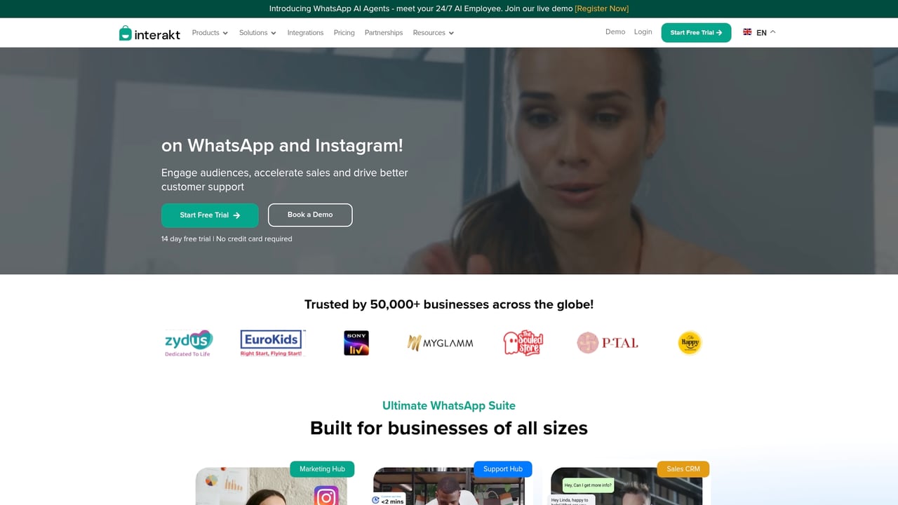 Screenshot of Interakt website