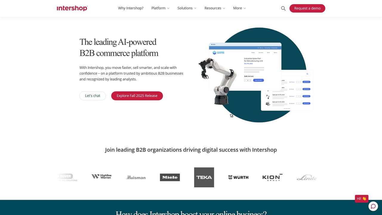 Screenshot of Intershop website